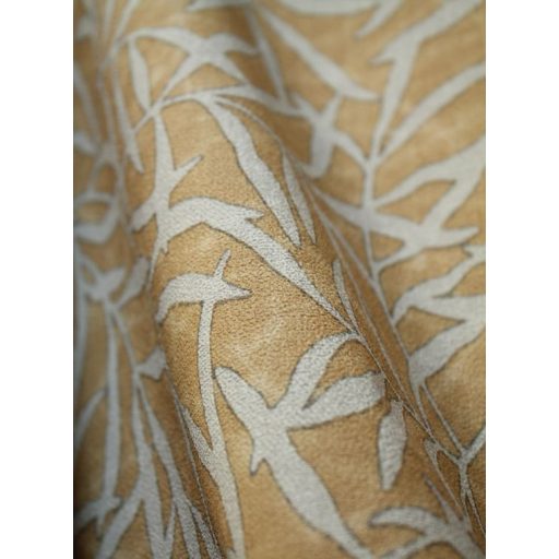 Természetes faldekoráció - bambuszlevél minta sáfránysárga és szürkésbézs tónus tapéta