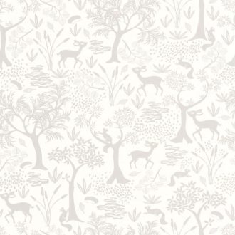   Séta egy költői erdőben illusztris társaságban krémfehér és szürke tónus tapéta