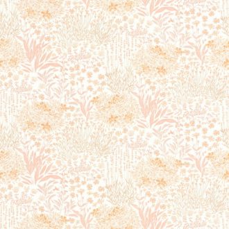   Elvarázsolt kert virágok sokaságával krémfehér rózsaszín narancs és barna tónus tapéta