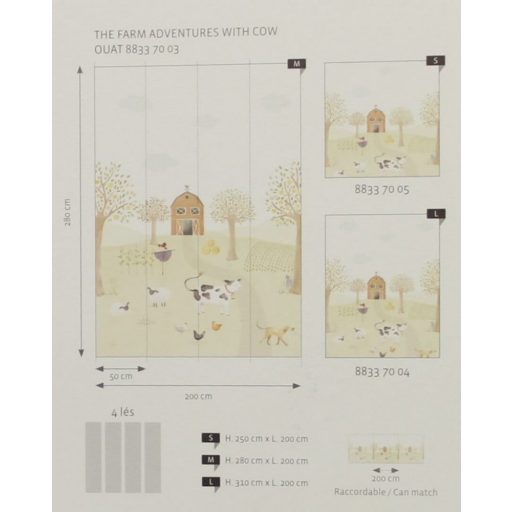 Egy farm mesebeli hátsó udvara - főszerepben a tehén "M" méret natur tónusok szines falpanel
