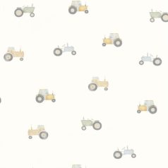   A gyermeki álmok "netovábbja" Traktorparádé! krémfehér bézs barna és szürke tónus tapéta
