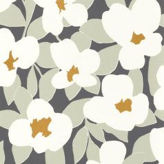   A divathét legszebb virágai XXXL retrominta karbonszürke szürkészöld fehér és arany tónus fémes hatás tapéta