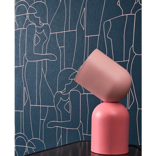 Grafikus lineáris design a divat témájához - modellek marionettbábuként ábrázolva petrolkék és fényes ultraviola tónus tapéta