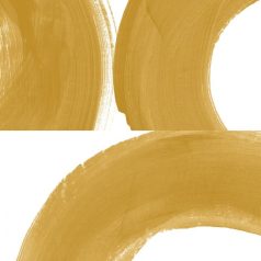   A kalligráfia és a dekoráció csúcsa! - Absztrakt széles ecsetvonásokkal rajzolt félkörök fehér és aranysárga tónus tapéta