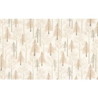   Casadeco Once Upon a Time 88491796 FOREST Gyerekszobai Fenyő és nyírerdő minta naturel szürke és bézs dekoranyag