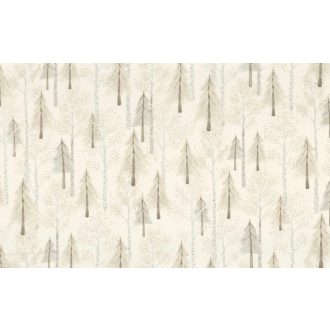   Casadeco Once Upon a Time 88499374 FOREST Gyerekszobai Fenyő és nyírerdő minta naturel szürke dekoranyag