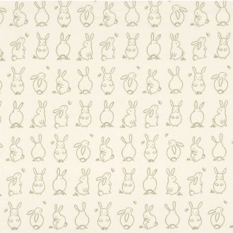   Casadeco Once Upon a Time 88517027 BUNNY Gyerekszobai kis nyuszik mintája naturel és khakizöld tónus tapéta