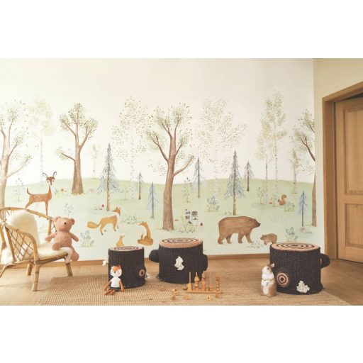 Üdvözlünk a panoráma meseredőben erdőzöld fehér és szines falpanel "M" méret