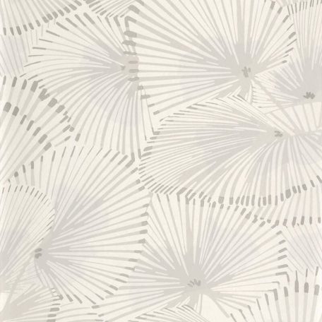 Híres New Yorki kabarék inspirálták - nagy stilizált legyezők fehér szürkésbézs és szürke irizáló részletek tapéta