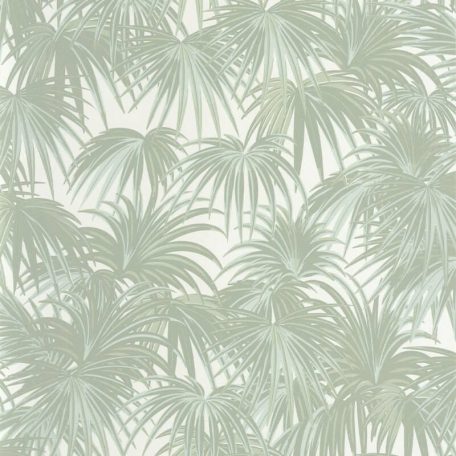 Botanikus minta - a pálmafák levelei kis tüzijátékra emlékeztetnek fehér mandulazöld és bézsarany tónus irizáló részletek tapéta