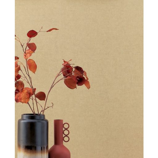 Szálakból kialakított texturált minta - láthat benne levélerezetet fakérget vagy akár ősi romot is kőbézs tónus tapéta