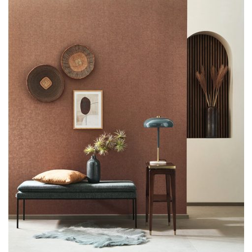 Szálakból kialakított texturált minta - láthat benne levélerezetet fakérget vagy akár ősi romot is rézszín tónus tapéta