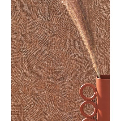 Szálakból kialakított texturált minta - láthat benne levélerezetet fakérget vagy akár ősi romot is rézszín tónus tapéta