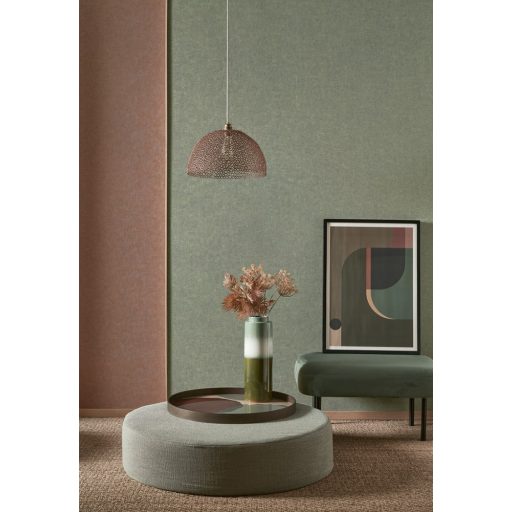 Szálakból kialakított texturált minta - láthat benne levélerezetet fakérget vagy akár ősi romot is eukaliptusz zöld tónus tapéta