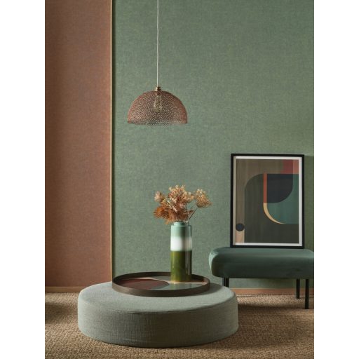 Szálakból kialakított texturált minta - láthat benne levélerezetet fakérget vagy akár ősi romot is erdőzöld tónus tapéta