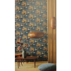   Tájépítés japánul - Botanikai csoda - pompázatos Kyotoi kert tintakék barna szürke és kék tónus fémes hatás tapéta