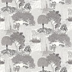   Tájépítés japánul - Botanikai csoda - pompázatos Kyotoi kert fehér szürke ezüst és fekete tónus fémes hatás tapéta