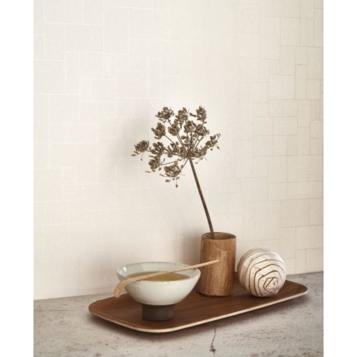 Tatami által inspirált geometrikus harmonikus mikrominta sarki fehér és szürke tónus irizáló díszítésű vonalak tapéta