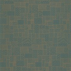   Tatami által inspirált geometrikus harmonikus mikrominta zöldeskék és arany tónus irizáló díszítésű vonalak tapéta