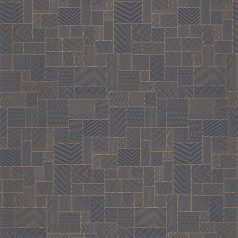   Tatami által inspirált geometrikus harmonikus mikrominta tintakék és arany tónus irizáló díszítésű vonalak tapéta
