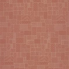   Tatami által inspirált geometrikus harmonikus mikrominta kárminpiros és bézsarany tónus irizáló díszítésű vonalak tapéta