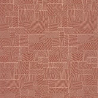   Tatami által inspirált geometrikus harmonikus mikrominta kárminpiros és bézsarany tónus irizáló díszítésű vonalak tapéta