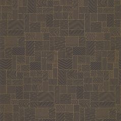   Tatami által inspirált geometrikus harmonikus mikrominta fekete és arany tónus irizáló díszítésű vonalak tapéta