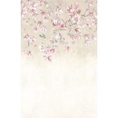   Magnólia vízesés! - madarak által lakott magnólia virágok mintája rózsaszín mályva fekete és fehér tónus falpanel