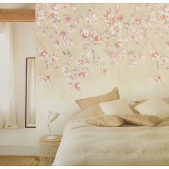   Magnólia vízesés! - madarak által lakott magnólia virágok mintája rózsaszín mályva fekete és fehér tónus falpanel