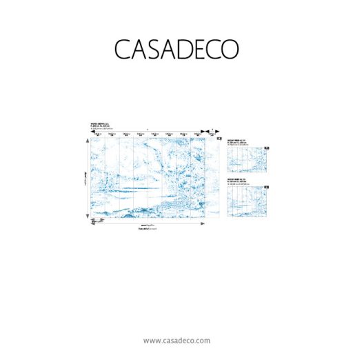 Absztrakt pöttyökkel kialakított tenger hullámaira emlékeztető minta "S" fehér és óceánkék tónus falpanel