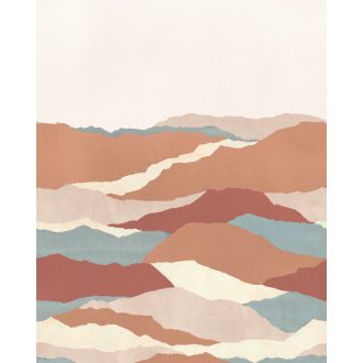   A Perui Vinicunca - Szivárványhegy - papírkivágás reprodukciója "L" fehér terrakotta szürkéskék szines falpanel