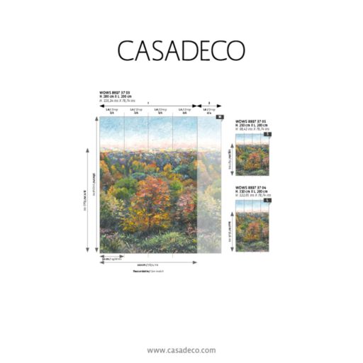 Fenséges őszi erdő gouache festésű szines lombozattal "L" zöld sárga vörös szines falpanel