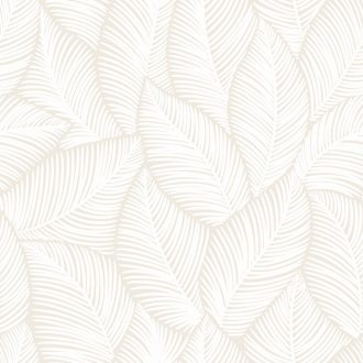   Trópusi elegancia Art deco jegyekkel - stilizált pálmalevél mintázat fehér és bézs/homokszín tónus tapéta