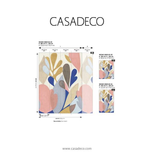 Fantasztikus Matisse kollázs - stilizált korallok mintája "L" méret krém bézs barna sárga rózsaszín kék és szürke tónus falpanel