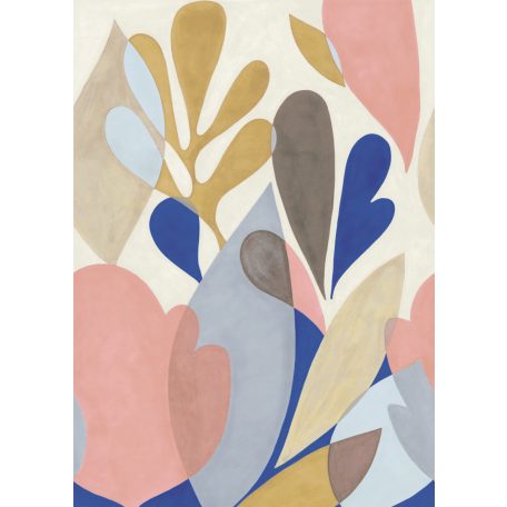 Fantasztikus Matisse kollázs - stilizált korallok mintája "S" méret krém bézs barna sárga rózsaszín kék és szürke tónus falpanel