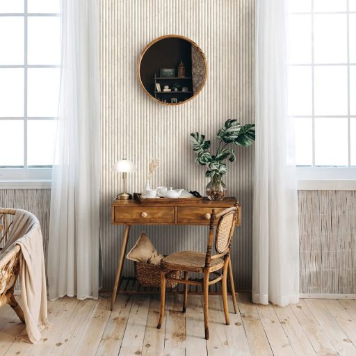 Nagyon trendi és divatos márványhatású bordázott minta ecru krém és bézs tónus tapéta