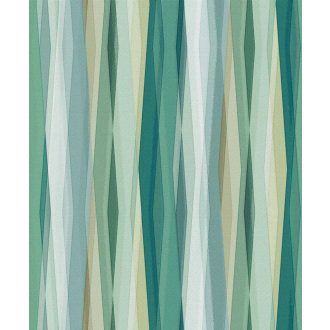   Hullámzó függönyszerű kissé boho csikos minta intenzív színskálán tengerkék smaragdzöld vajsárga fehér és menta tónus tapéta