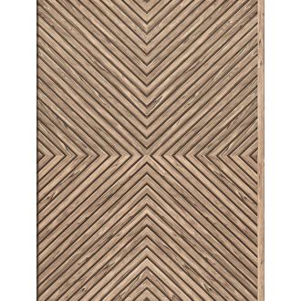   Hipnotikus 3D chevron/halszálka minta - a parkett a falra költözilk meleg fahéjbarna krém sötétbarna és bézs tónus tapéta