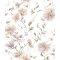 Klasszikus botanikai elegancia modern léptékben illusztrált minta fehér púderrózsaszín halvány szürkéslila zöld és krém tónus tapéta