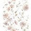 Klasszikus botanikai elegancia modern léptékben illusztrált minta fehér púderrózsaszín halvány szürkéslila zöld és krém tónus tapéta