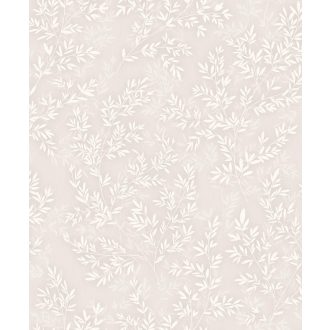   Dimenziós hatású ágak és levelek sűrű összefüggő mintája púderrózsaszín és fehér tónus tapéta
