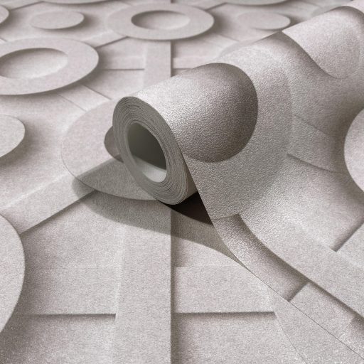 Geometrikus hipnózis és háromdimenziós optikai játék világos szürke és betonszürke tónus tapéta