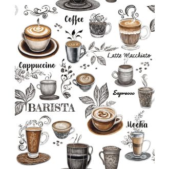   Kávészünet! Micsoda választék akár egy olasz kávézóban fehér bézs barna és grafitszürke tónus tapéta