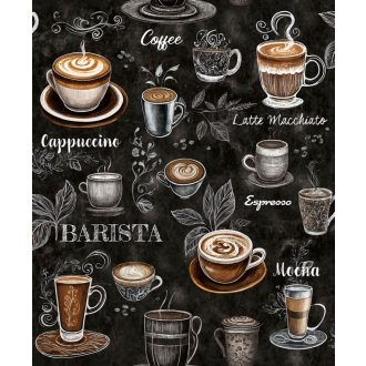   Kávészünet! Micsoda választék akár egy olasz kávézóban fekete barna szürke és fehér tónus tapéta