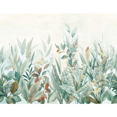 Akvarell festésű vegyes levélgyűjtemény "L" méret fehér zöld vörös sárga és arany tónus falpanel