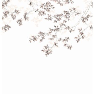   A ceruzarajz és az akvarell házasságából - romantikus levélág "M" fehér bézs és puderrózsaszín tónus falpanel