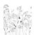 Réti füvek és virágok finom vonalú megjelenítése "S" méret fehér és szénfekete tónus falpanel