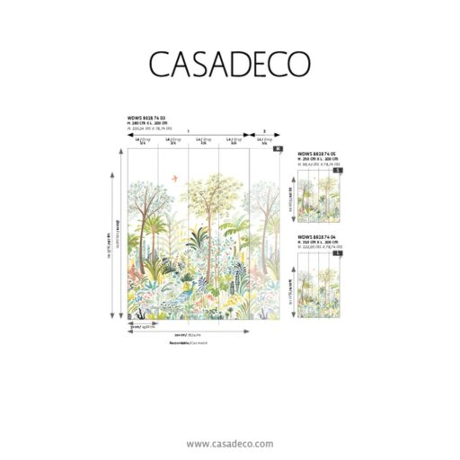 Sokszínű hangulat - akvarell megjelenésű dzsungel dekoráció "L" méret fehér zöld sárga szines falpanel