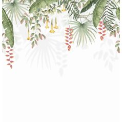   Egzotikus herbárium - Datura rákollóvirág és buja lombok "S" méret fehér zöld sárga vörös és sárgászöld tónus falpanel