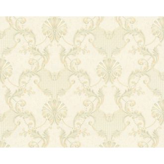   As-Creation Hermitage 8, 8935-50 Klasszkius barokk jellegű díszítőminta bézs zöld és arany tónus fényes felület tapéta